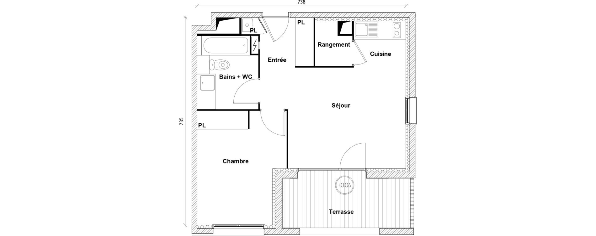 Appartement T2 de 42,25 m2 &agrave; Toulouse Observatoire