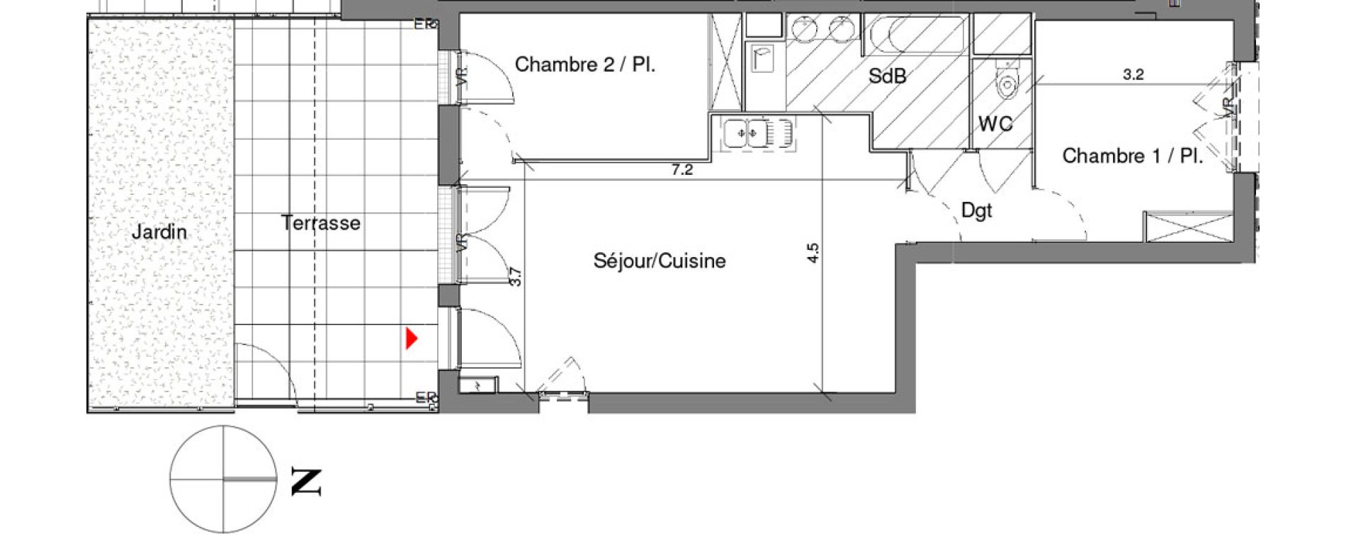 Appartement T3 de 61,15 m2 &agrave; Toulouse Cote pavee
