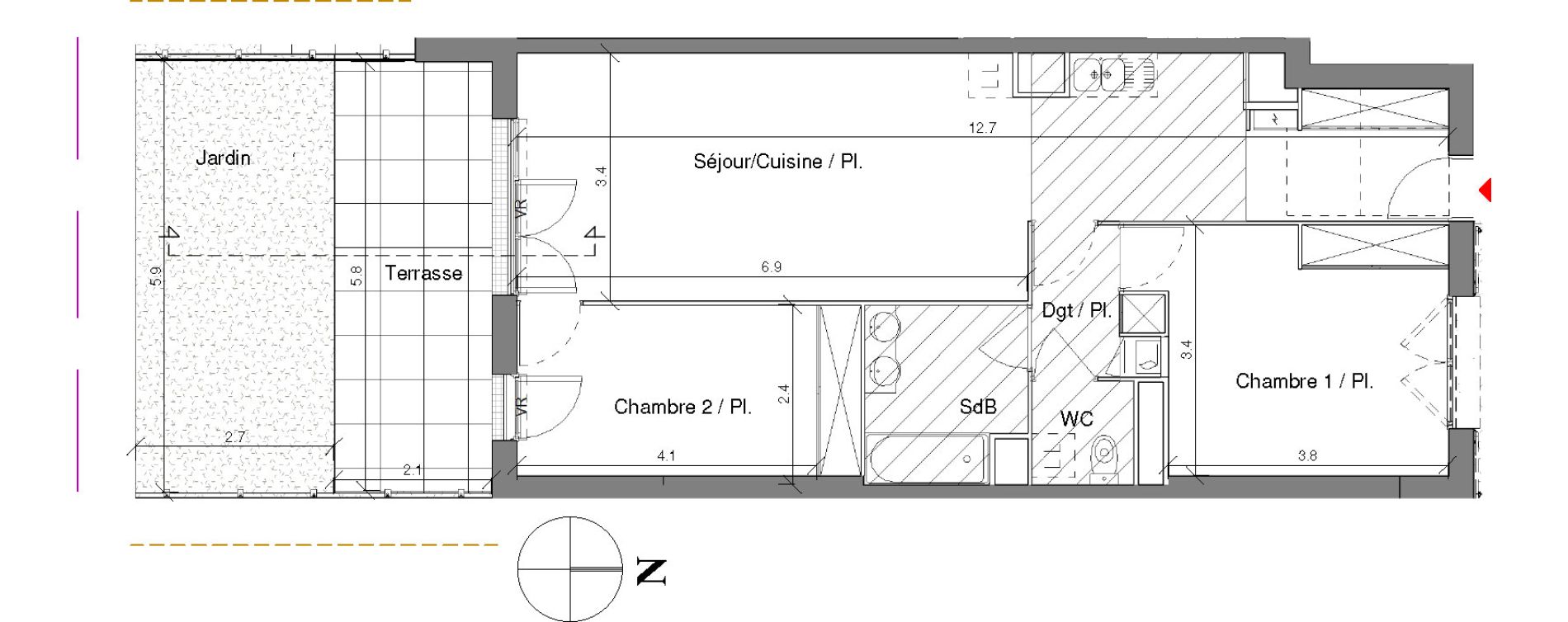 Appartement T3 de 69,14 m2 &agrave; Toulouse Cote pavee