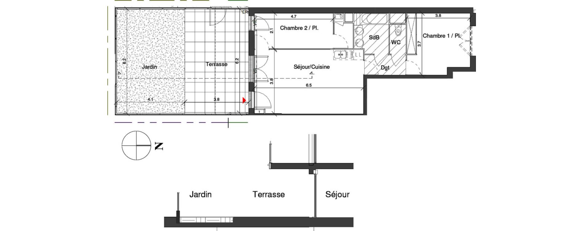 Appartement T3 de 59,88 m2 &agrave; Toulouse Cote pavee