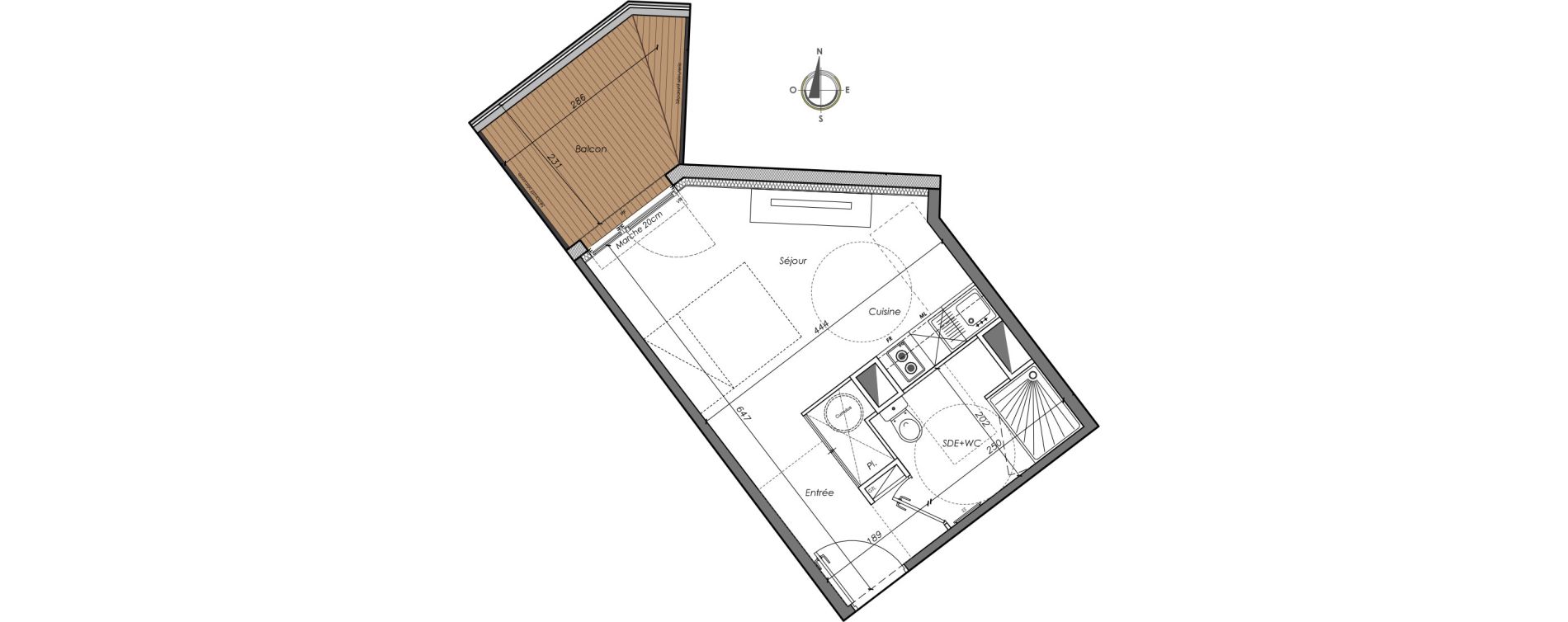 Appartement T1 bis de 24,86 m2 &agrave; Toulouse Saint agne