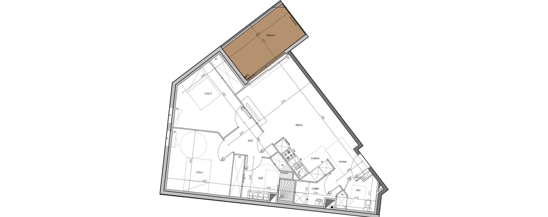 Appartement T3 de 70,66 m2 &agrave; Toulouse Saint agne