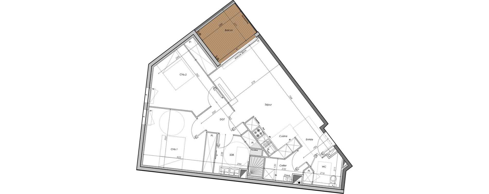 Appartement T3 de 70,66 m2 &agrave; Toulouse Saint agne
