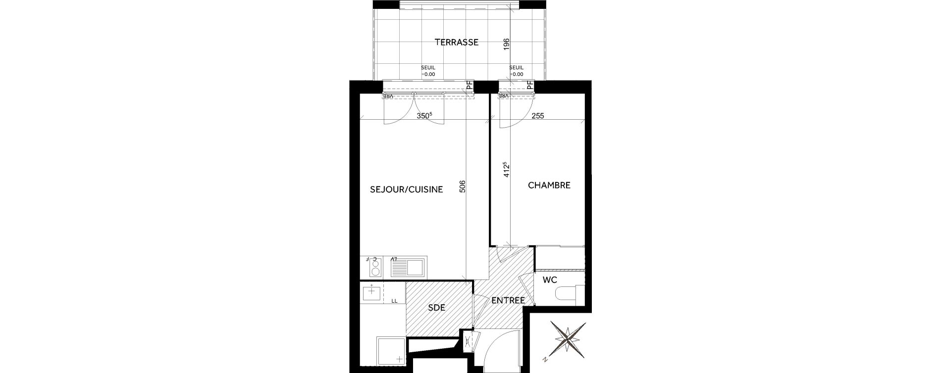 Appartement T2 de 40,31 m2 &agrave; Toulouse Montaudran