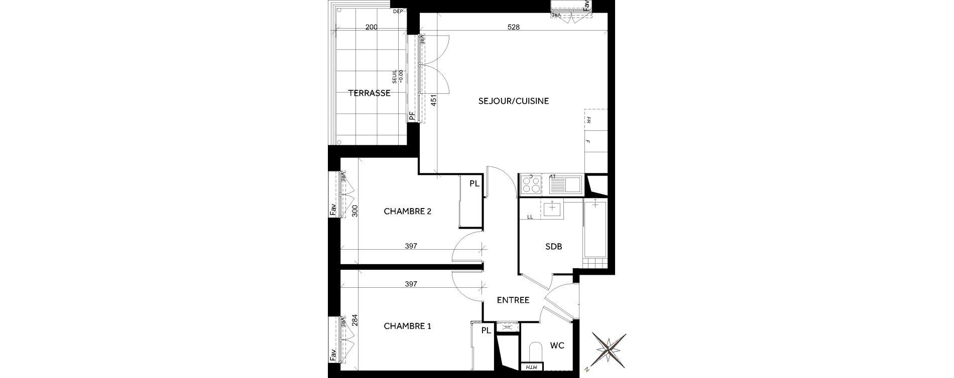 Appartement T3 de 60,59 m2 &agrave; Toulouse Montaudran