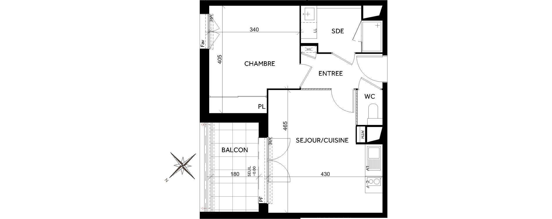 Appartement T2 de 40,37 m2 &agrave; Toulouse Montaudran