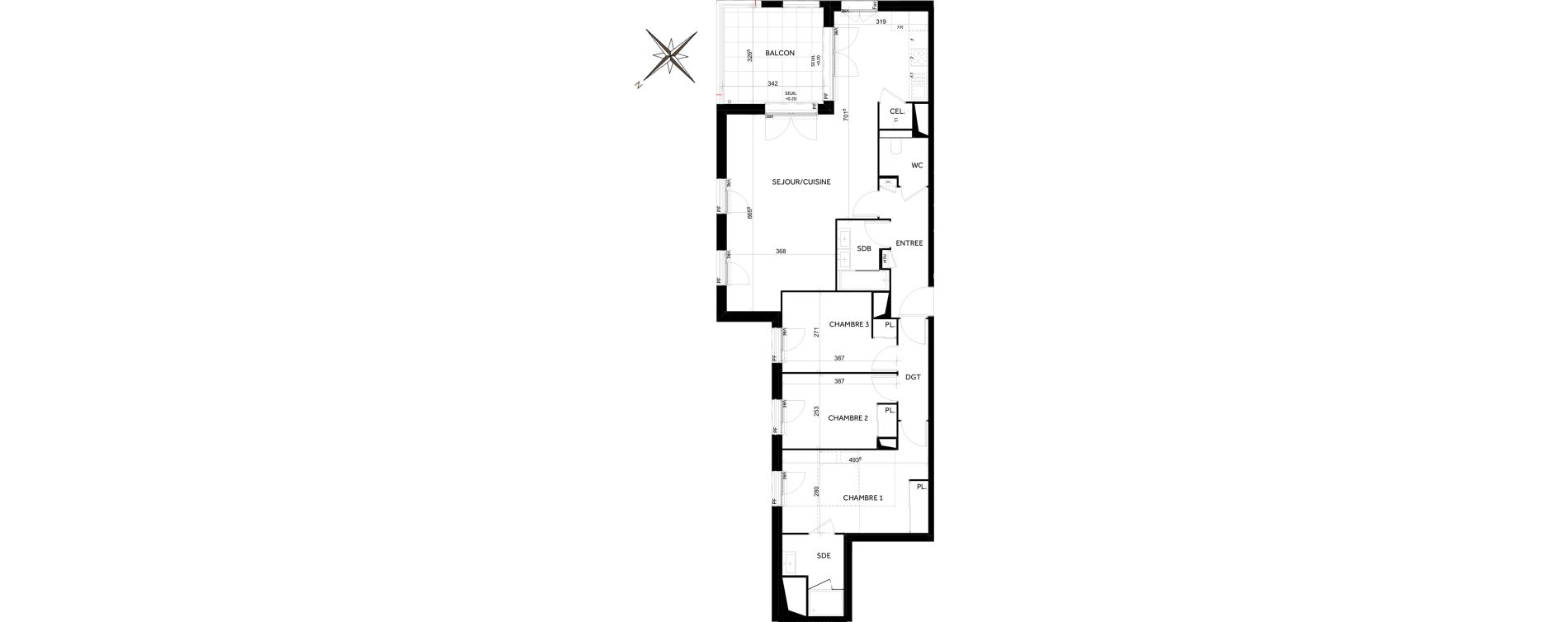 Appartement T4 de 94,04 m2 &agrave; Toulouse Montaudran