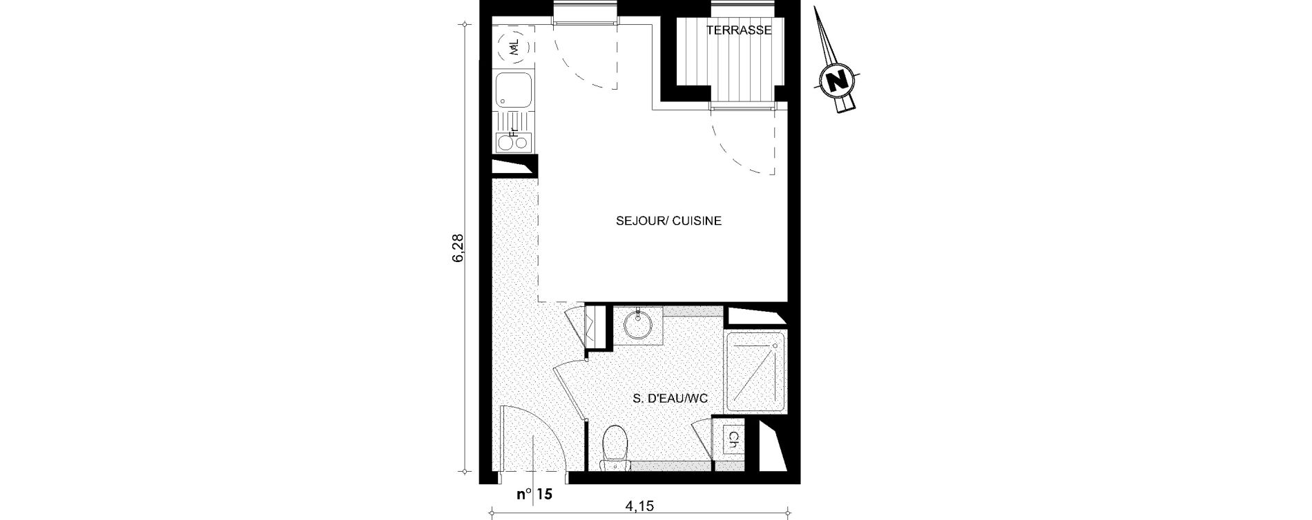 Appartement T1 de 22,30 m2 &agrave; Toulouse Guilhermy