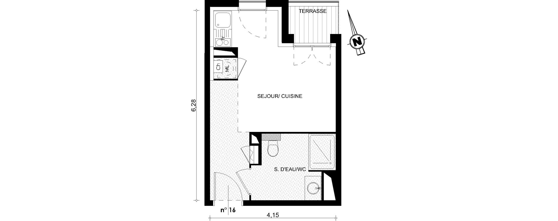 Appartement T1 de 22,08 m2 &agrave; Toulouse Guilhermy