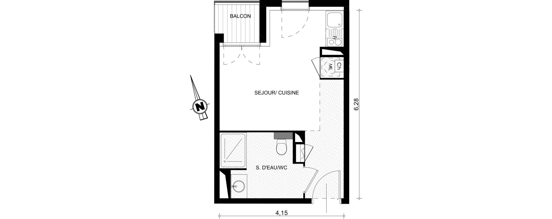 Appartement T1 de 22,71 m2 &agrave; Toulouse Guilhermy
