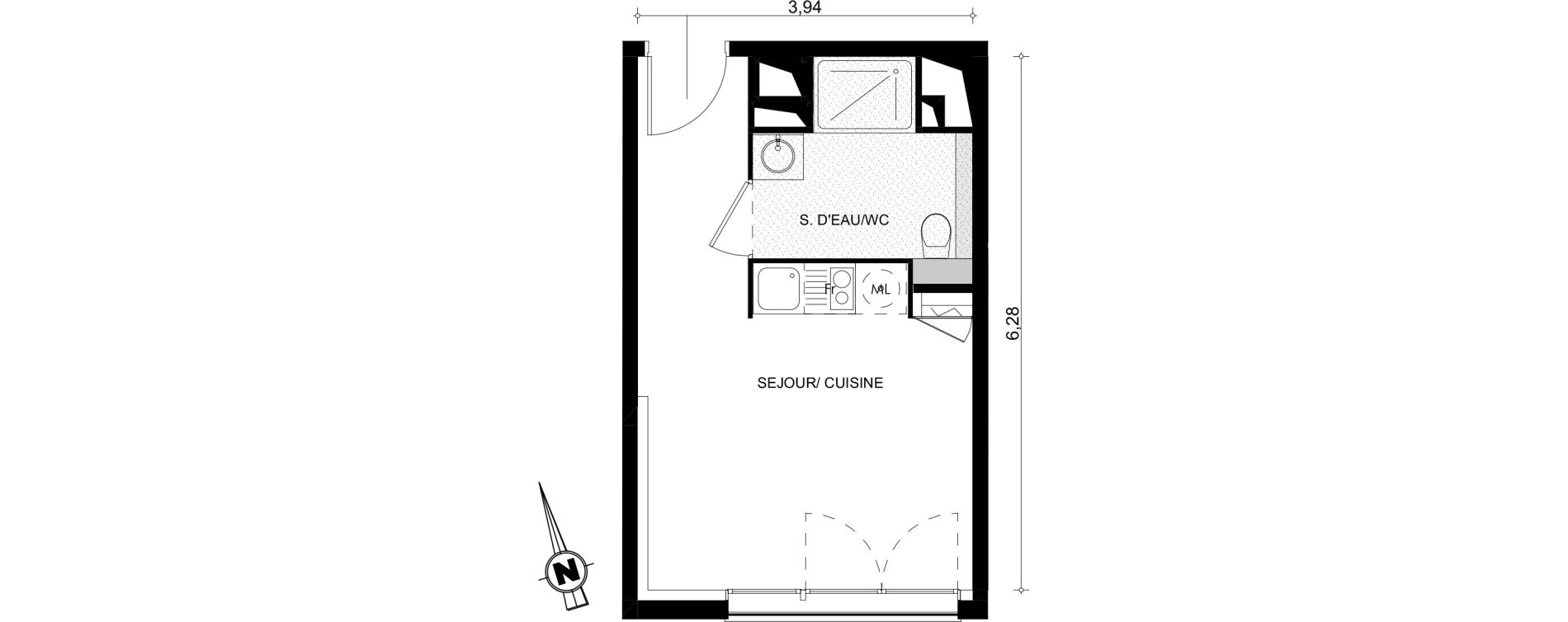 Appartement T1 de 22,48 m2 &agrave; Toulouse Guilhermy