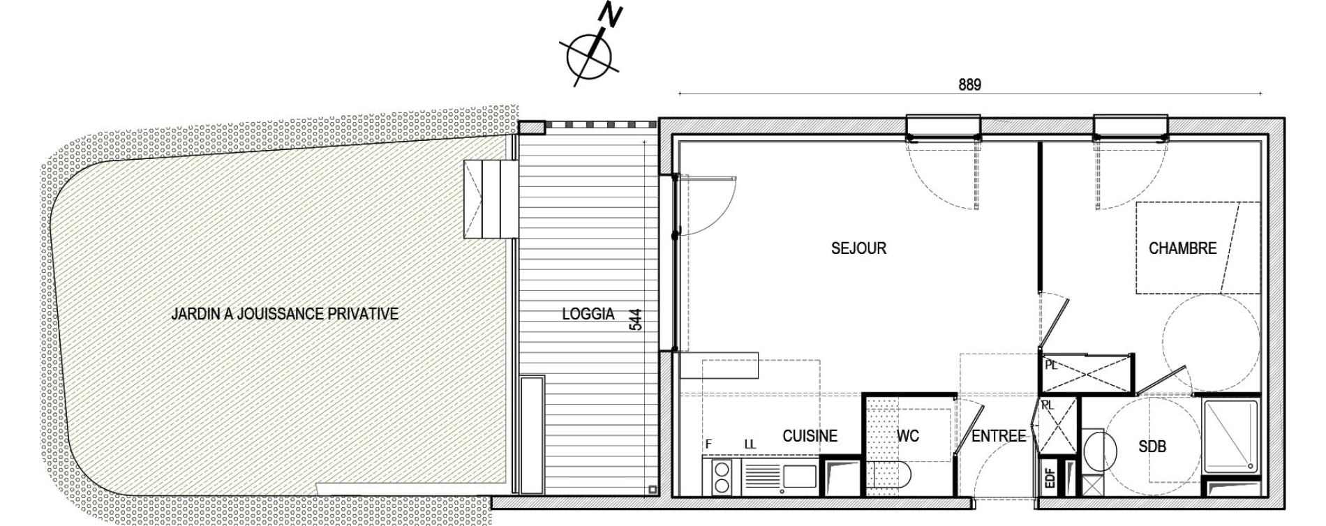 Appartement T2 de 46,50 m2 &agrave; Toulouse Saint-martin-du-touch