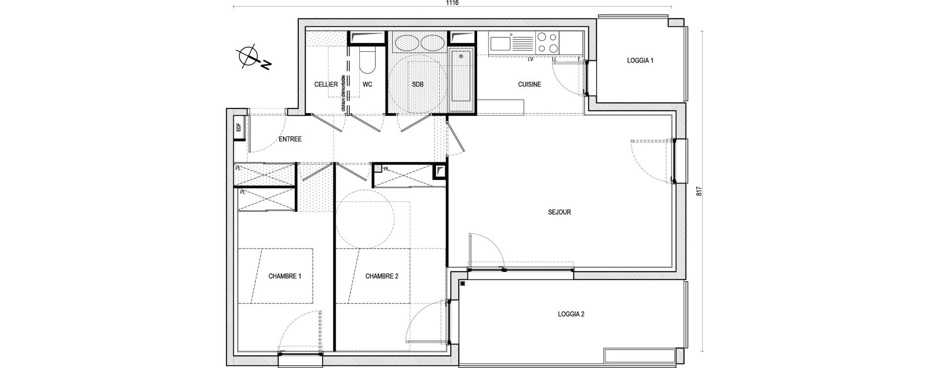 Appartement T3 de 67,30 m2 &agrave; Toulouse Saint-martin-du-touch