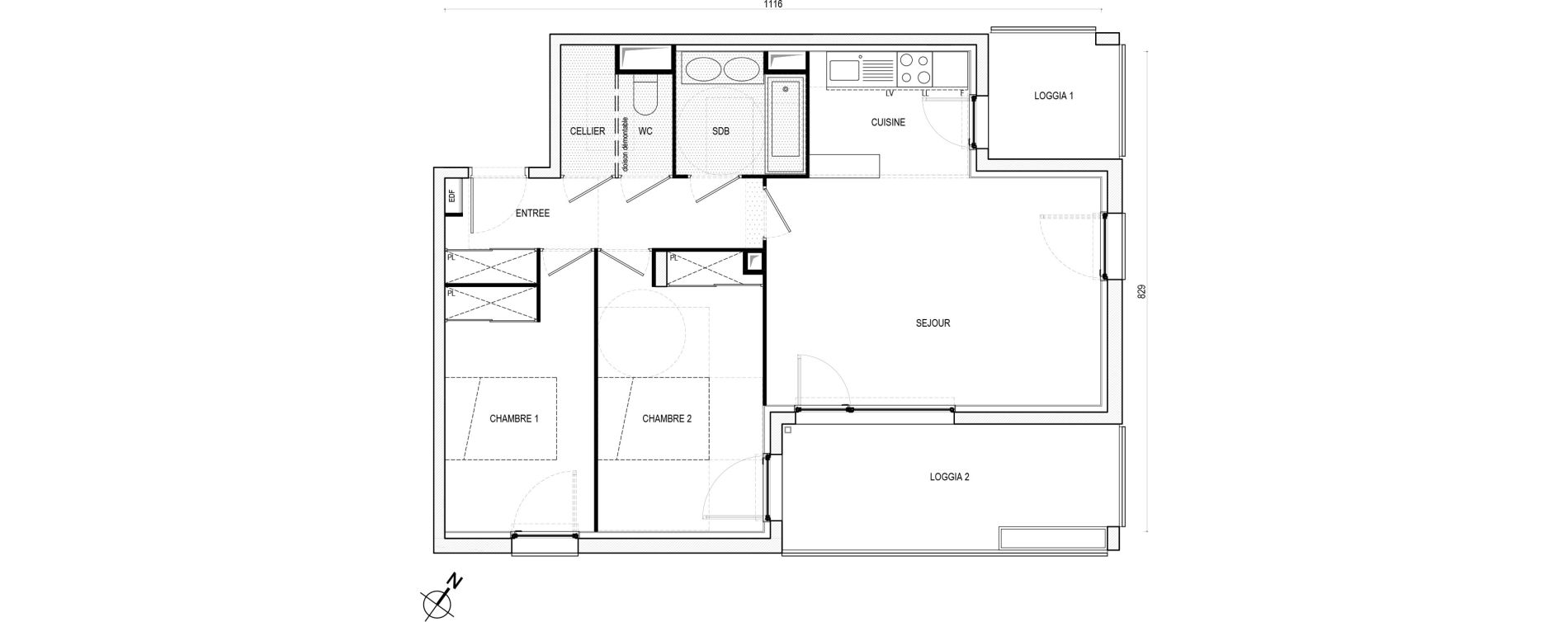 Appartement T3 de 67,50 m2 &agrave; Toulouse Saint-martin-du-touch