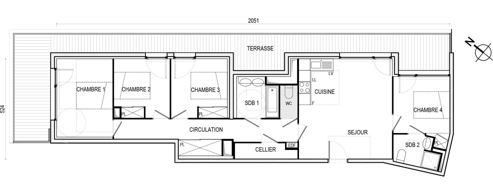 Appartement T5 de 89,50 m2 &agrave; Toulouse Saint-martin-du-touch