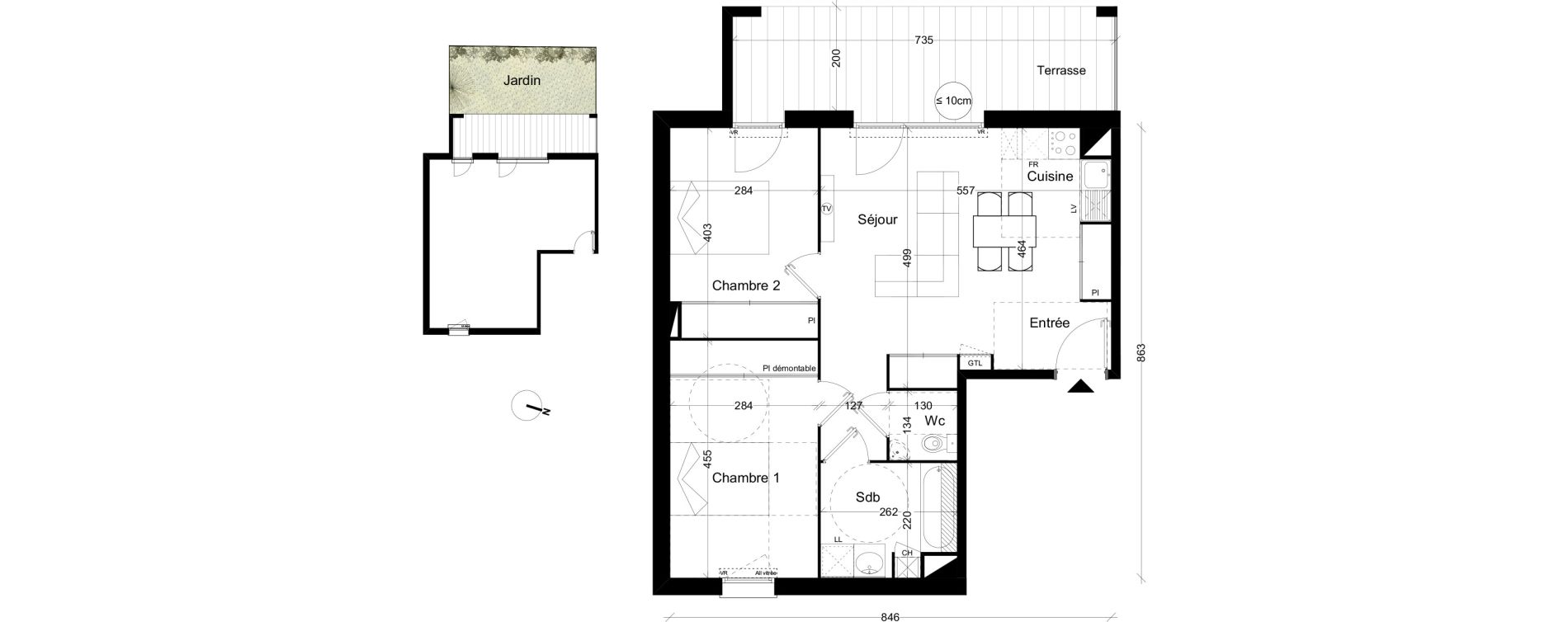 Appartement T3 de 59,30 m2 &agrave; Toulouse Borderouge