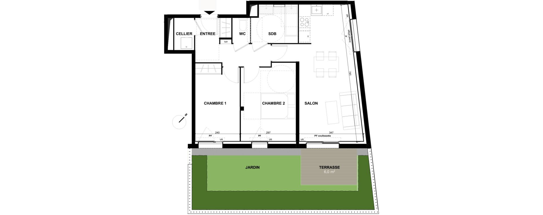 Appartement T3 de 60,90 m2 &agrave; Toulouse Guillaumet