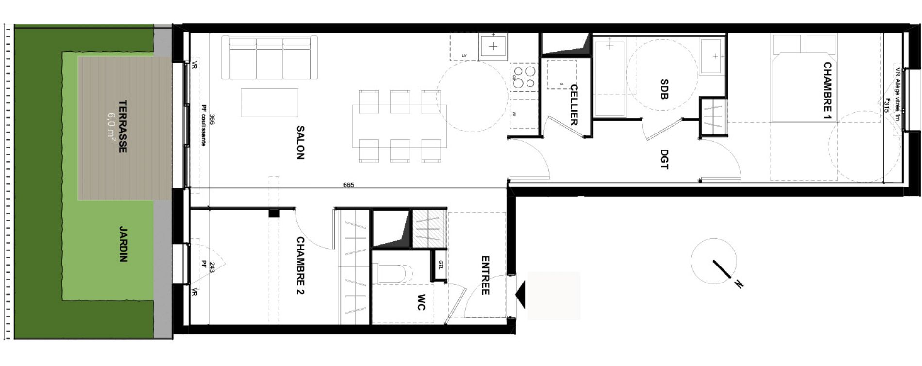 Appartement T3 de 64,20 m2 &agrave; Toulouse Guillaumet