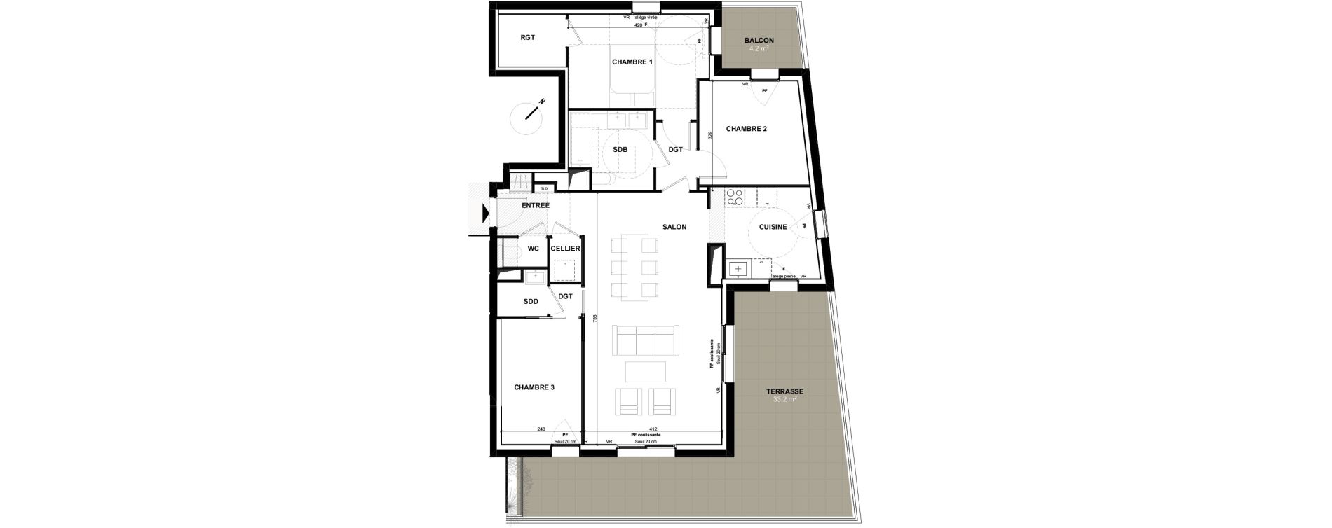 Appartement T4 de 89,20 m2 &agrave; Toulouse Guillaumet