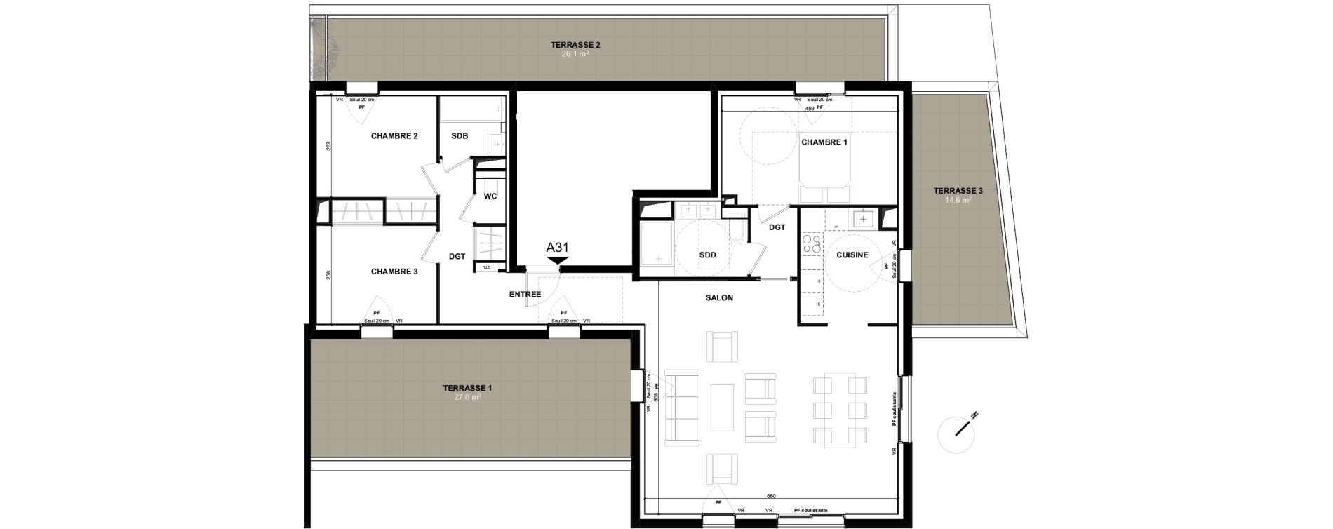 Appartement T4 de 97,10 m2 &agrave; Toulouse Guillaumet