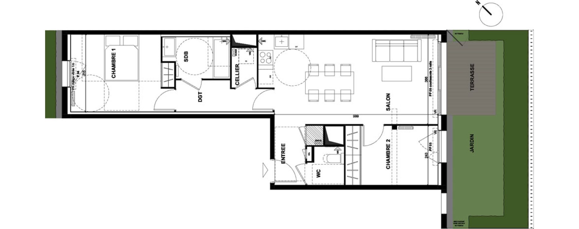 Appartement T3 de 64,10 m2 &agrave; Toulouse Guillaumet