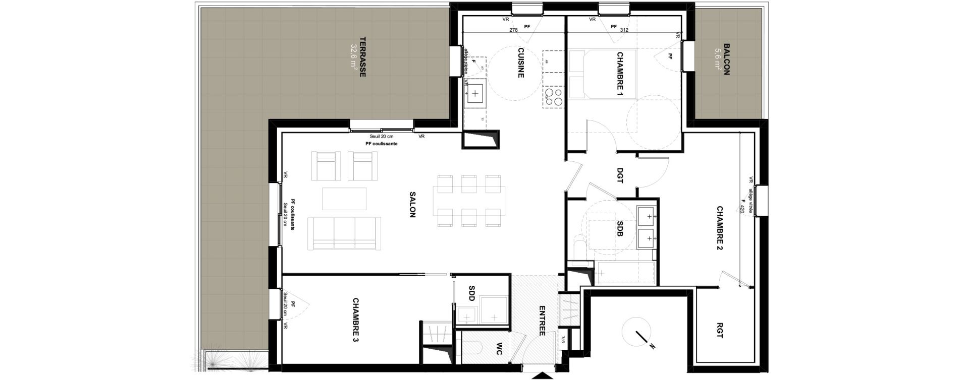 Appartement T4 de 88,60 m2 &agrave; Toulouse Guillaumet