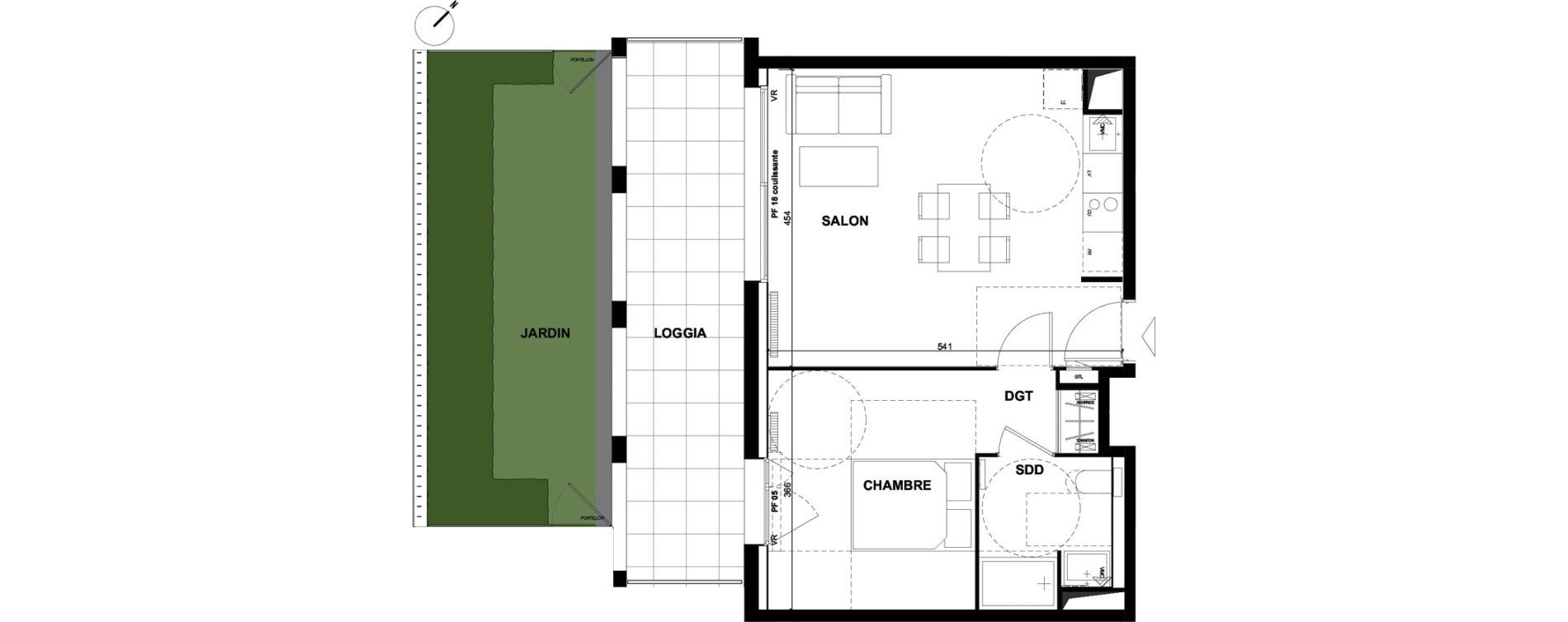 Appartement T2 de 42,40 m2 &agrave; Toulouse Guillaumet