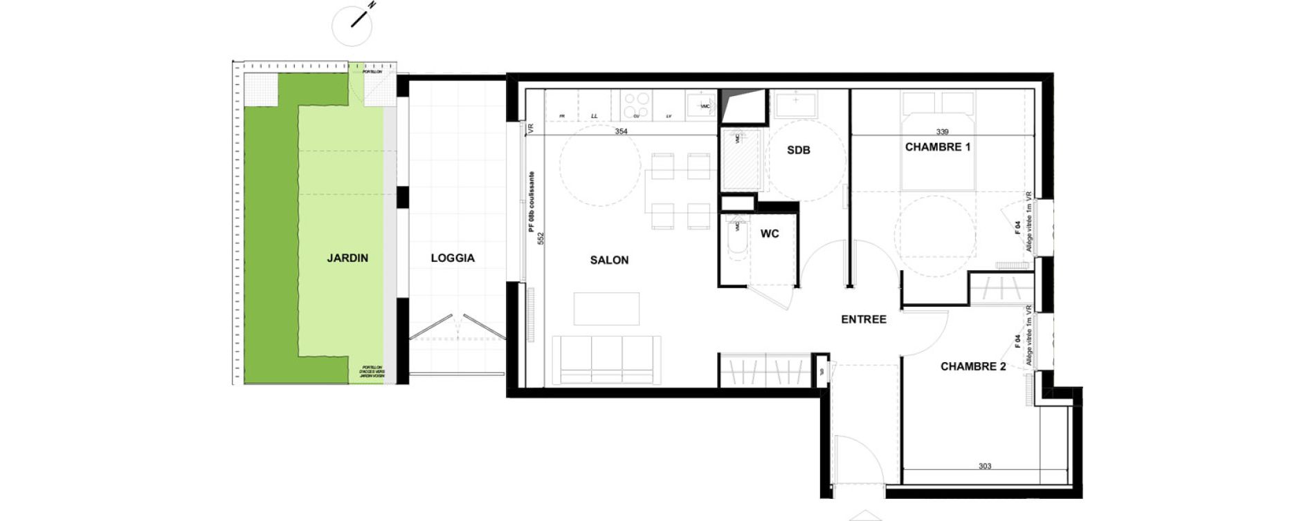 Appartement T3 de 57,10 m2 &agrave; Toulouse Guillaumet