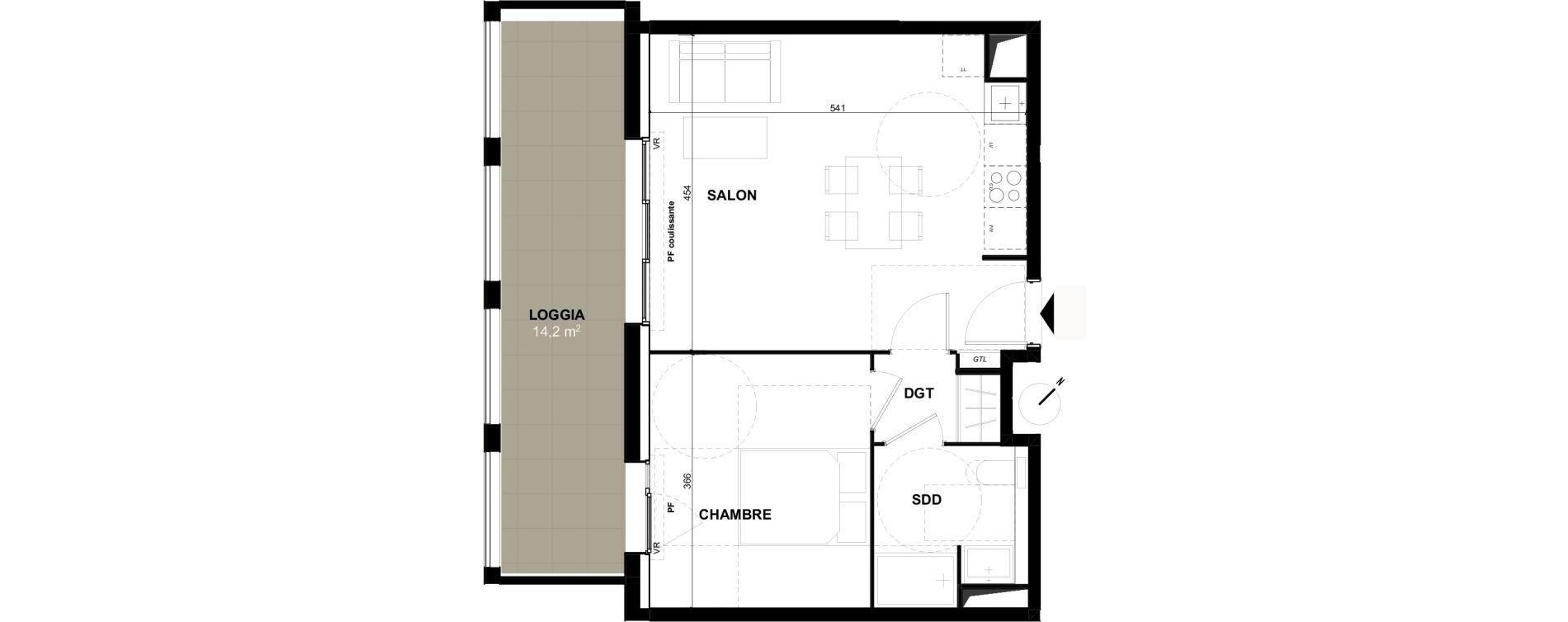 Appartement T2 de 42,40 m2 &agrave; Toulouse Guillaumet