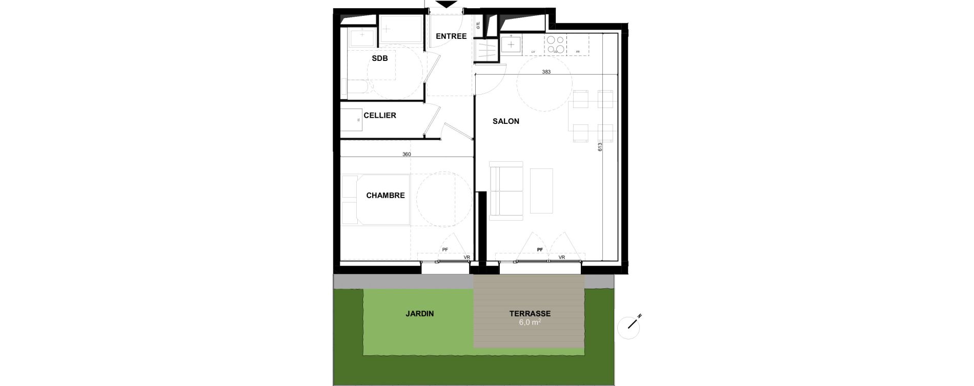 Appartement T2 de 45,60 m2 &agrave; Toulouse Guillaumet