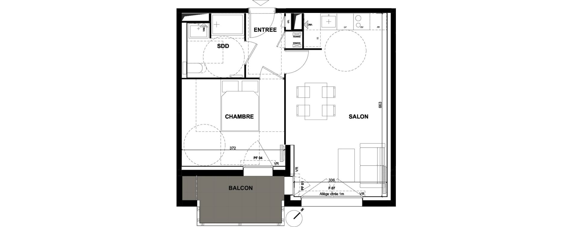 Appartement T2 de 42,70 m2 &agrave; Toulouse Guillaumet