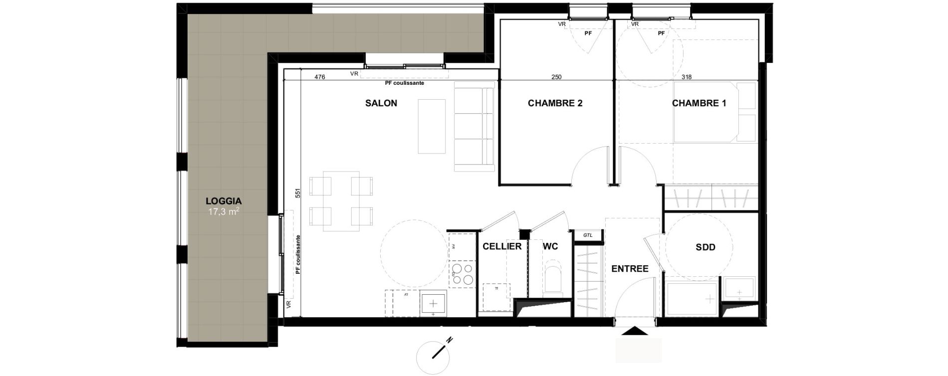 Appartement T3 de 62,10 m2 &agrave; Toulouse Guillaumet