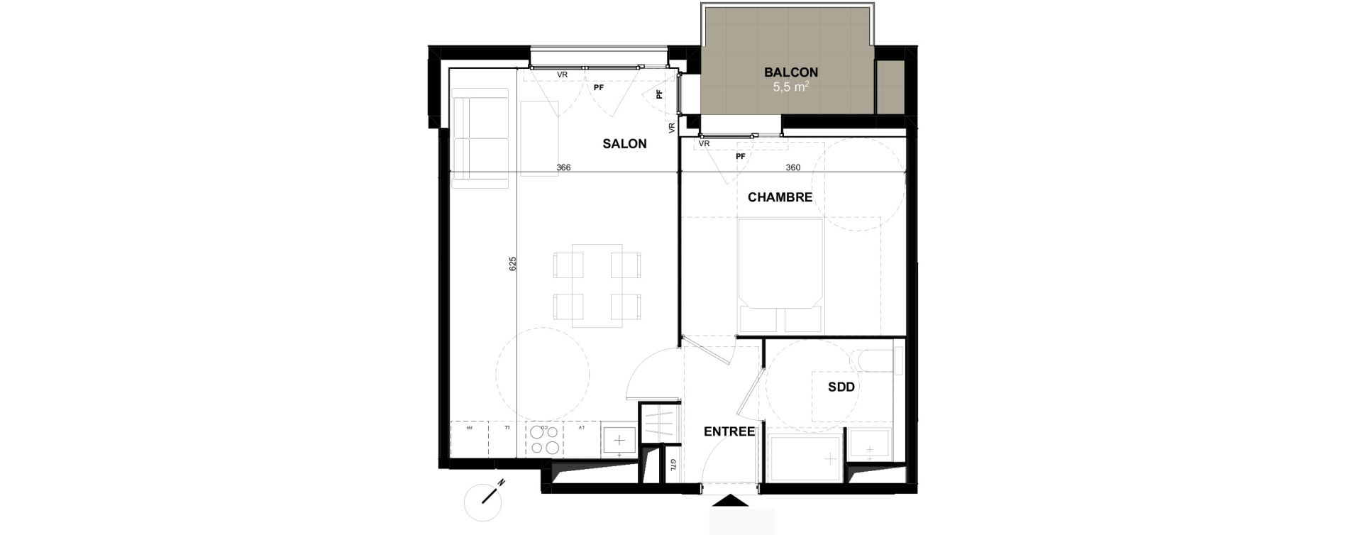 Appartement T2 de 41,50 m2 &agrave; Toulouse Guillaumet