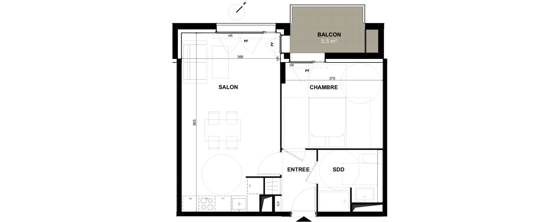 Appartement T2 de 43,40 m2 &agrave; Toulouse Guillaumet