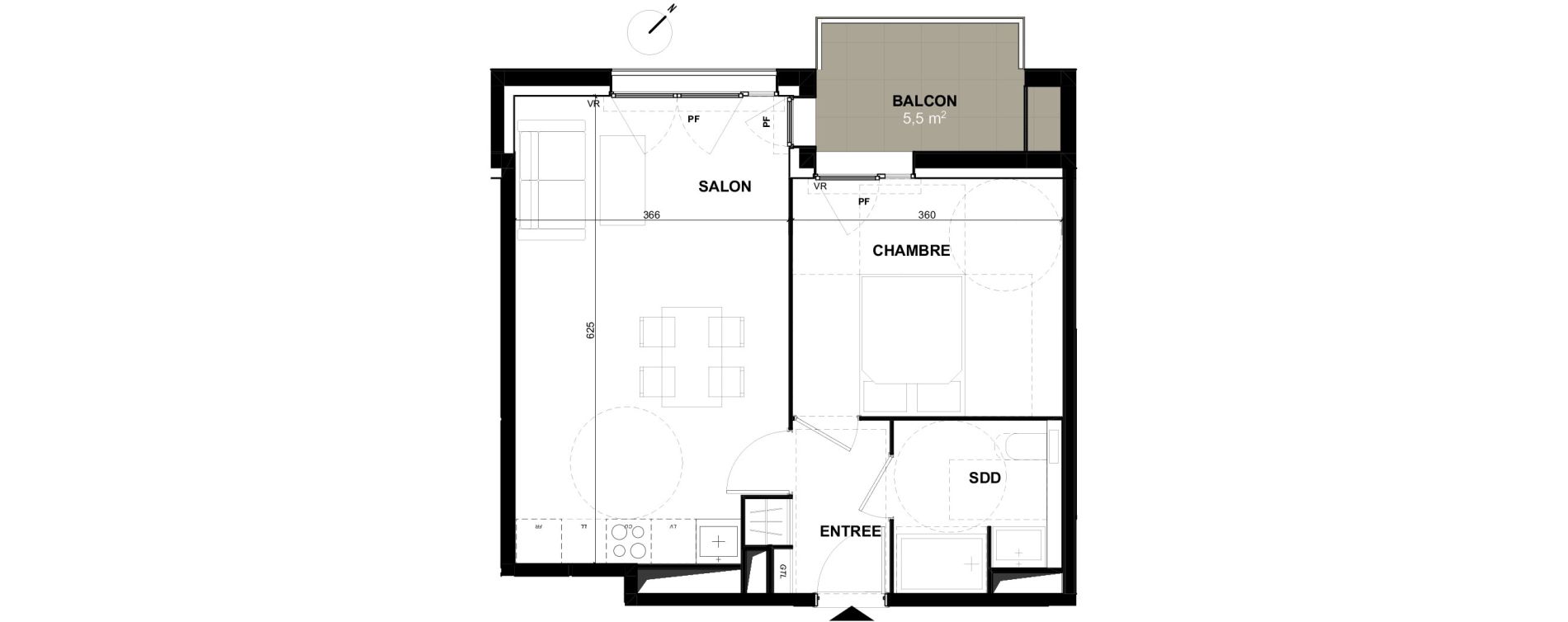 Appartement T2 de 41,50 m2 &agrave; Toulouse Guillaumet