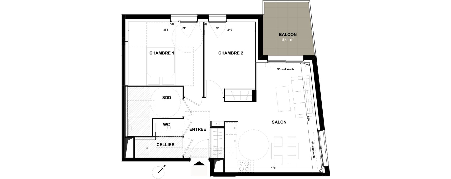 Appartement T3 de 56,80 m2 &agrave; Toulouse Guillaumet