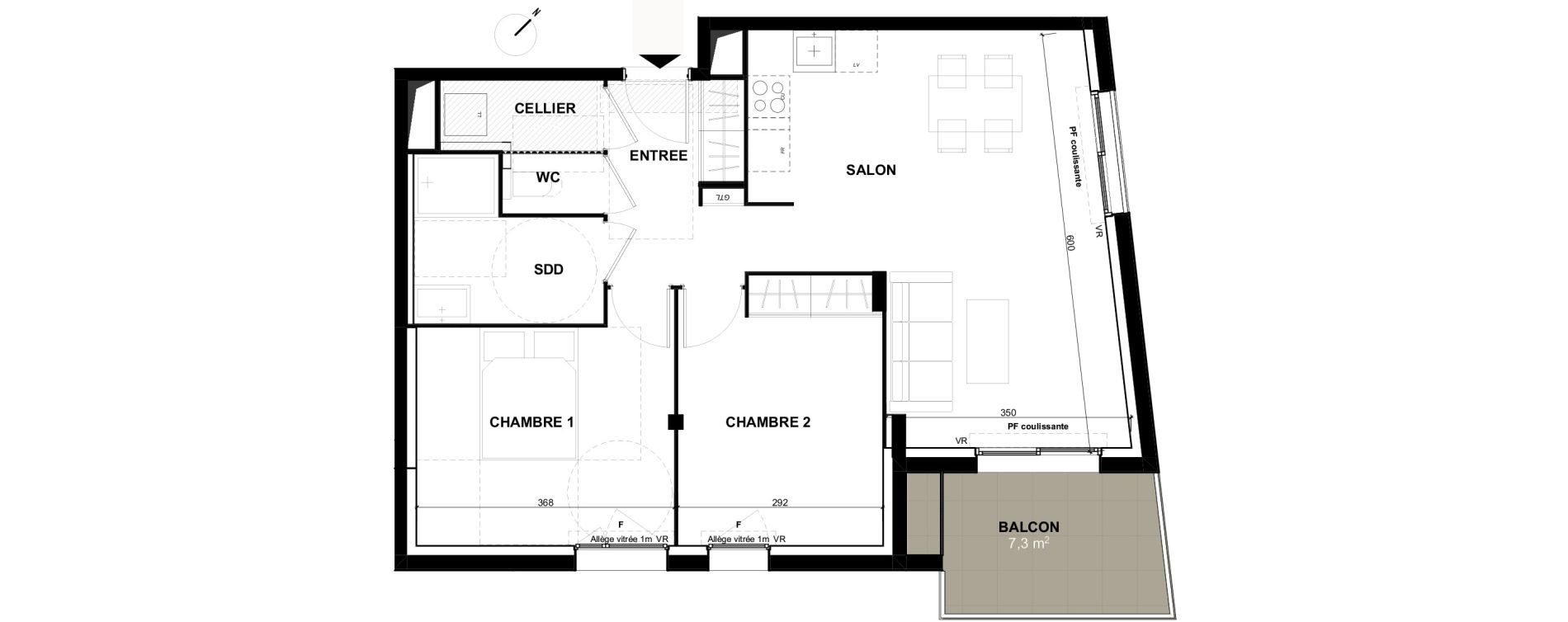 Appartement T3 de 63,10 m2 &agrave; Toulouse Guillaumet