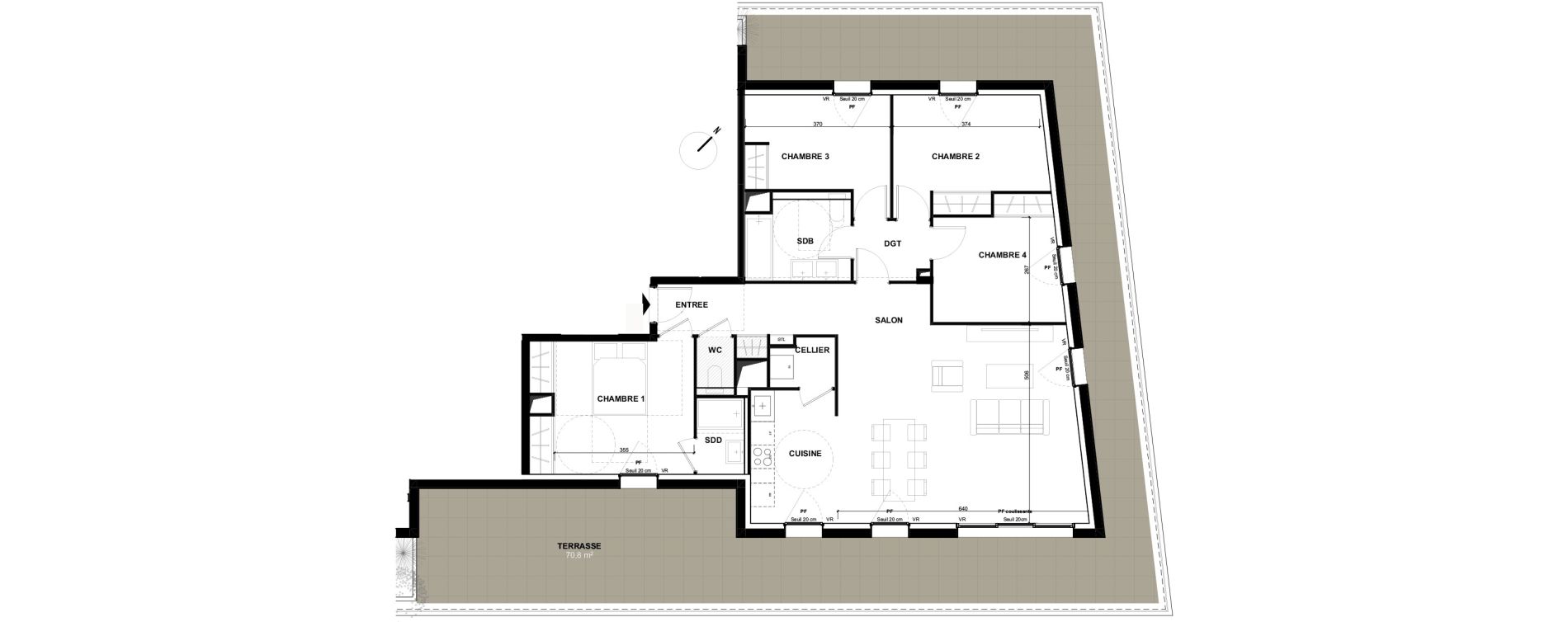 Appartement T5 de 104,60 m2 &agrave; Toulouse Guillaumet
