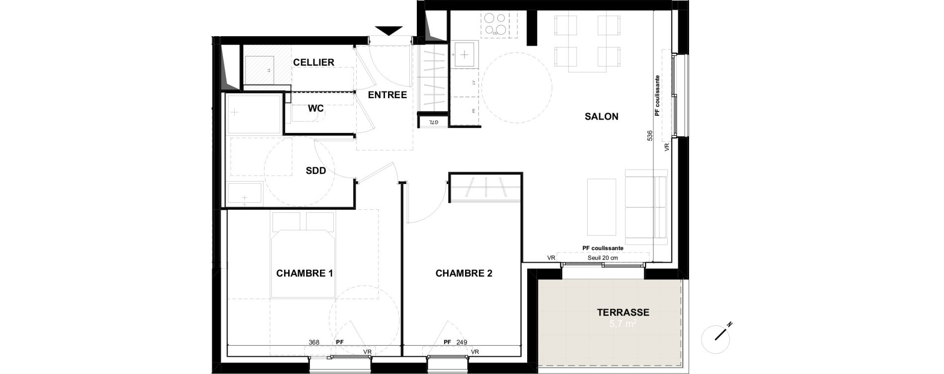 Appartement T3 de 57,90 m2 &agrave; Toulouse Guillaumet