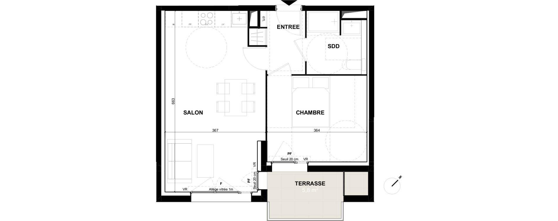 Appartement T2 de 42,50 m2 &agrave; Toulouse Guillaumet