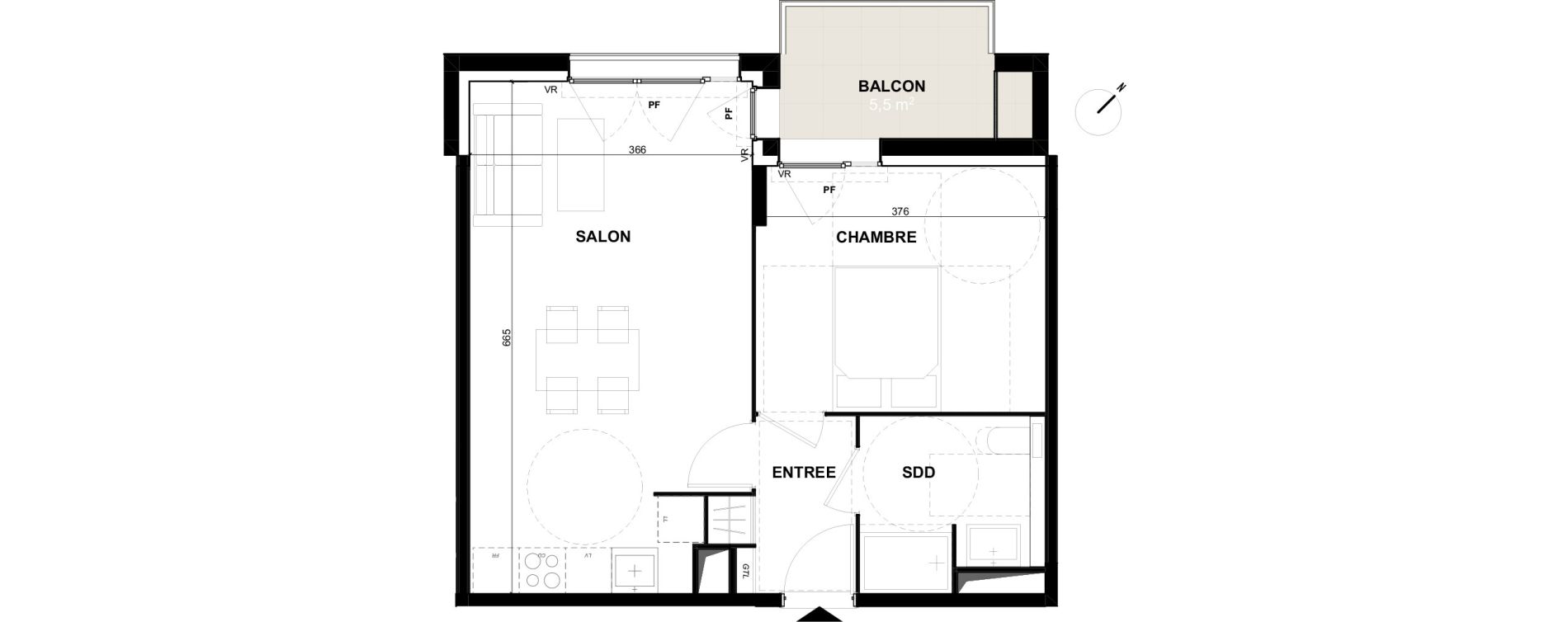 Appartement T2 de 43,40 m2 &agrave; Toulouse Guillaumet