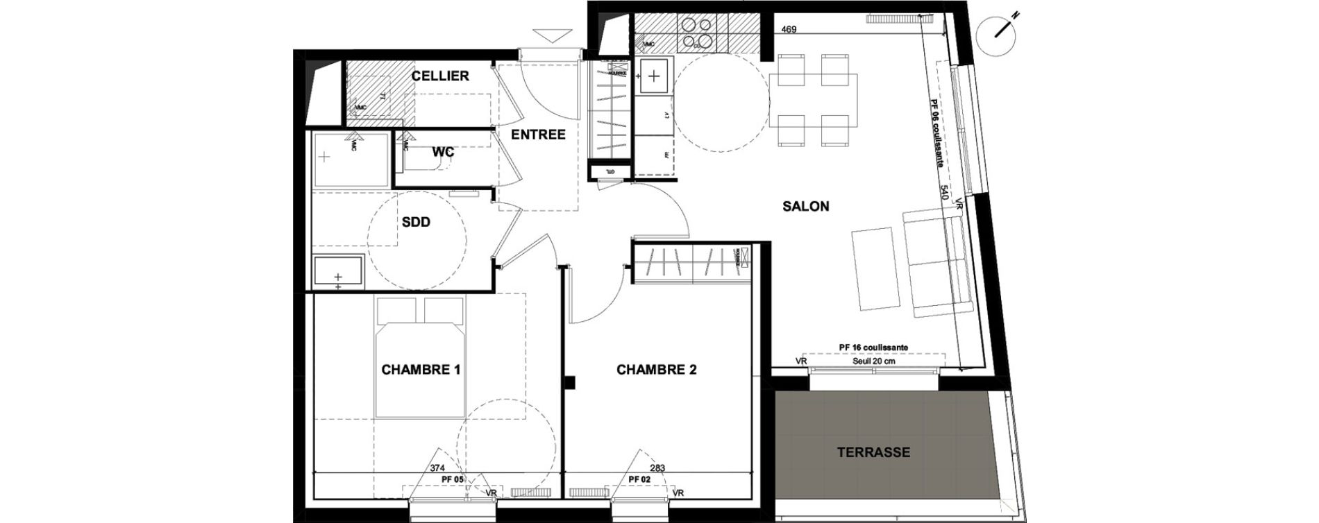 Appartement T3 de 60,10 m2 &agrave; Toulouse Guillaumet