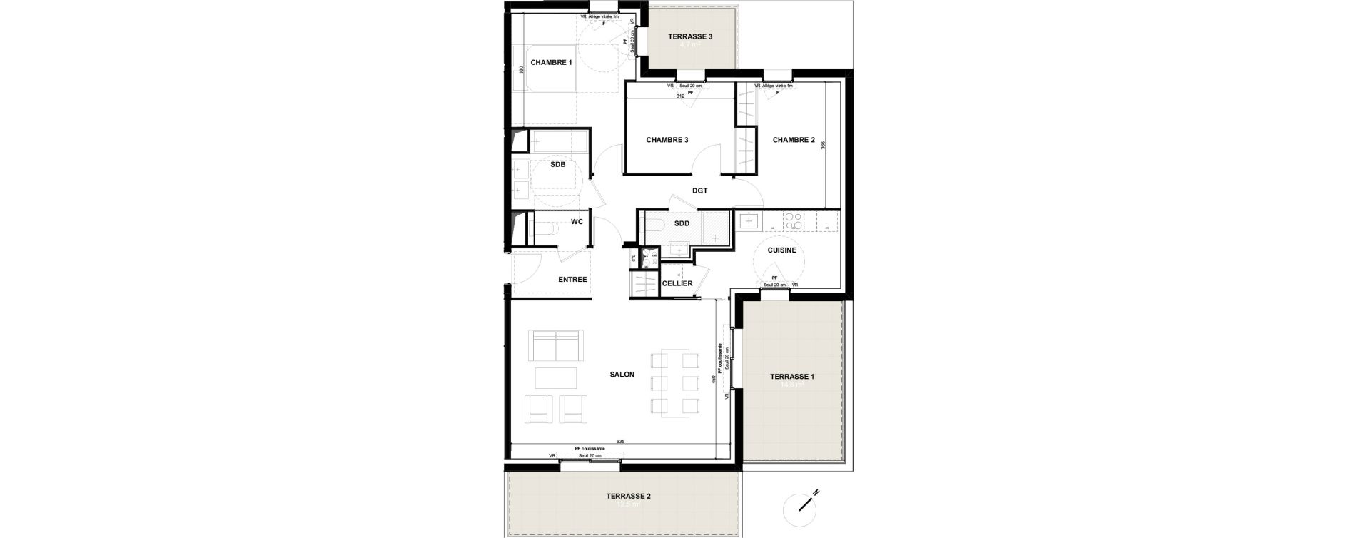 Appartement T4 de 90,40 m2 &agrave; Toulouse Guillaumet