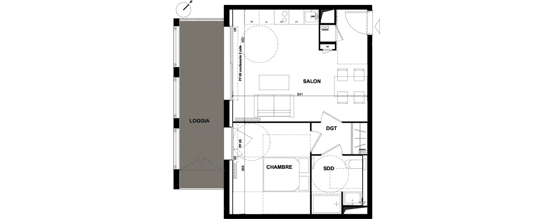 Appartement T2 de 42,60 m2 &agrave; Toulouse Guillaumet