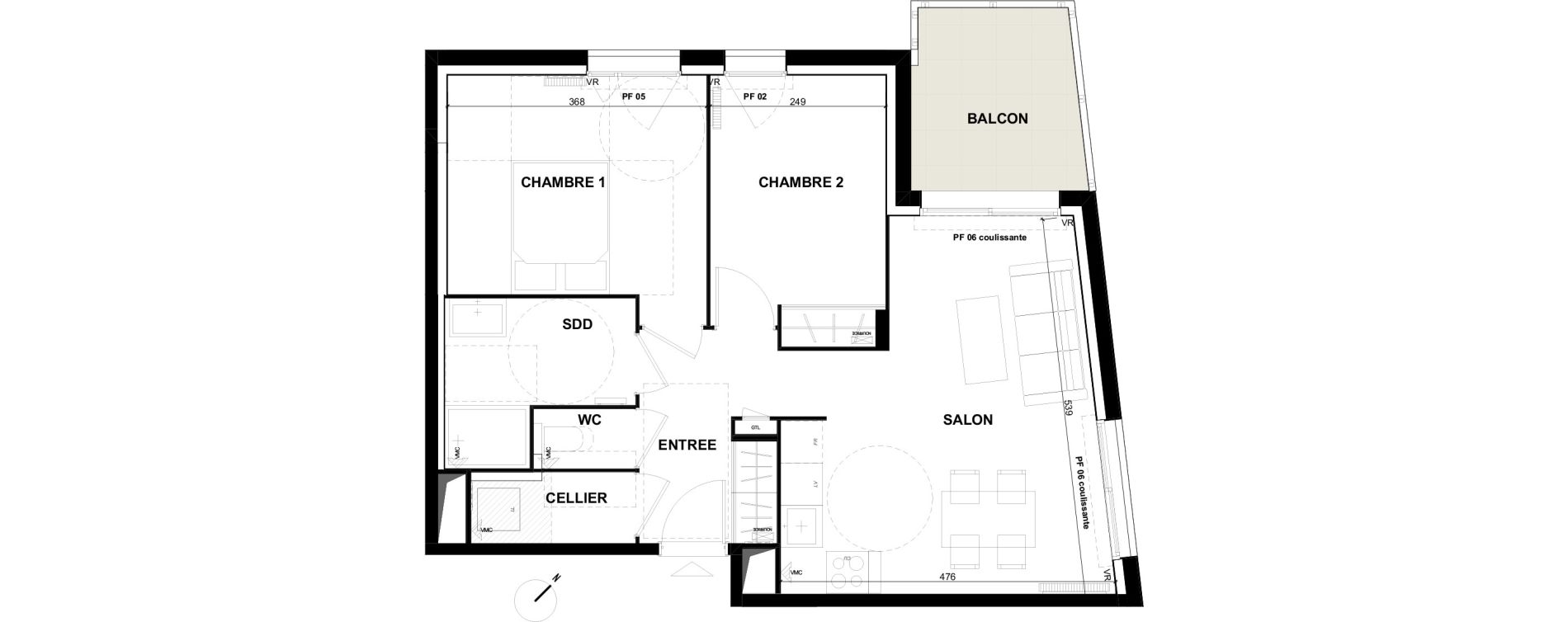 Appartement T3 de 56,80 m2 &agrave; Toulouse Guillaumet