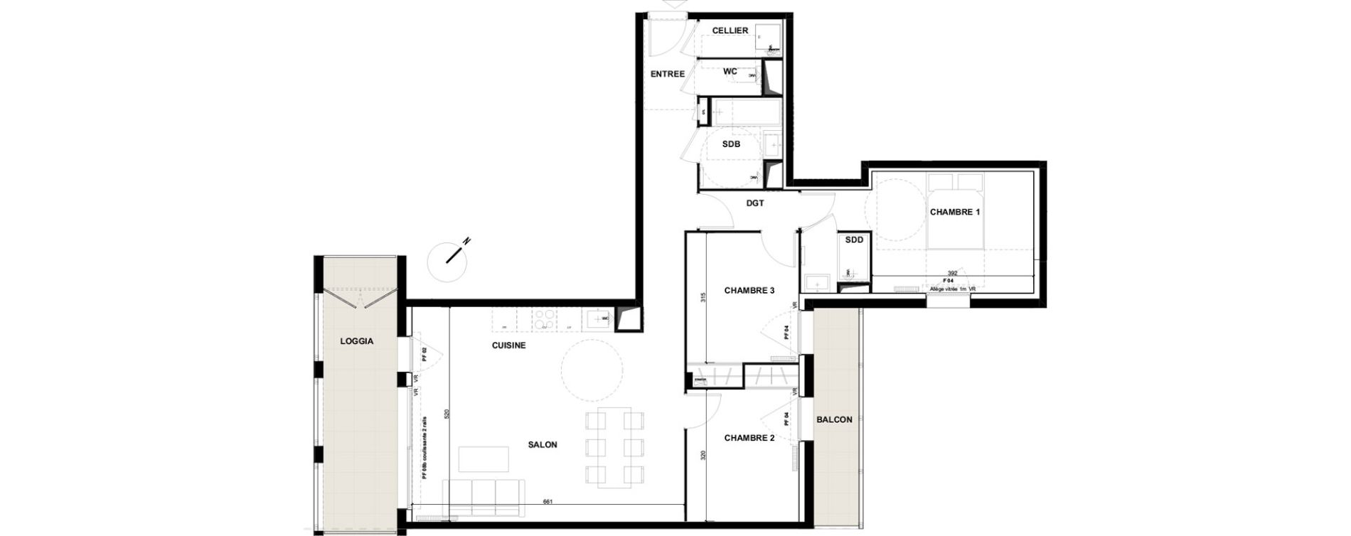 Appartement T4 de 86,00 m2 &agrave; Toulouse Guillaumet