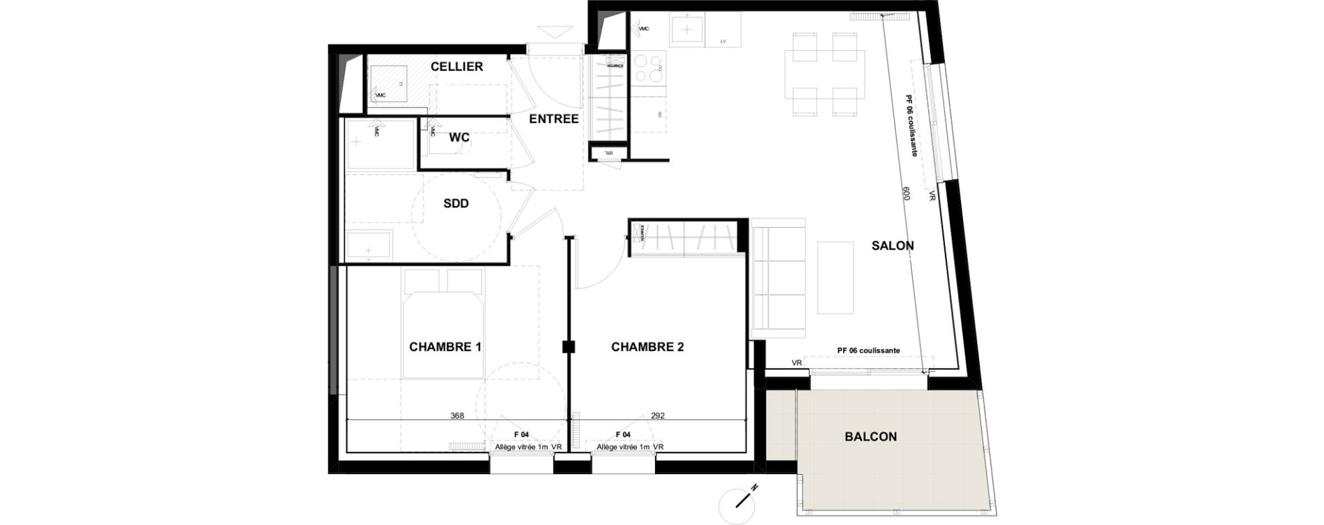 Appartement T3 de 62,80 m2 &agrave; Toulouse Guillaumet