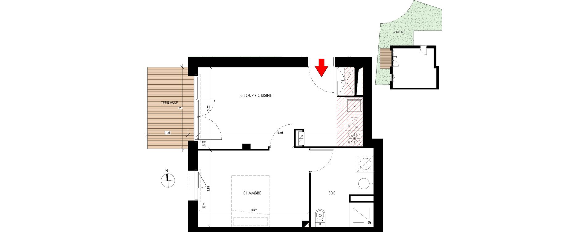 Appartement T2 de 35,40 m2 &agrave; Toulouse Lardenne