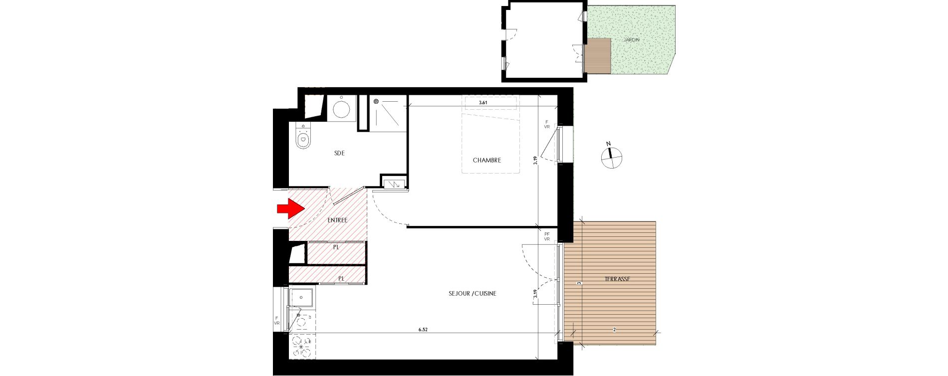 Appartement T2 de 39,90 m2 &agrave; Toulouse Lardenne