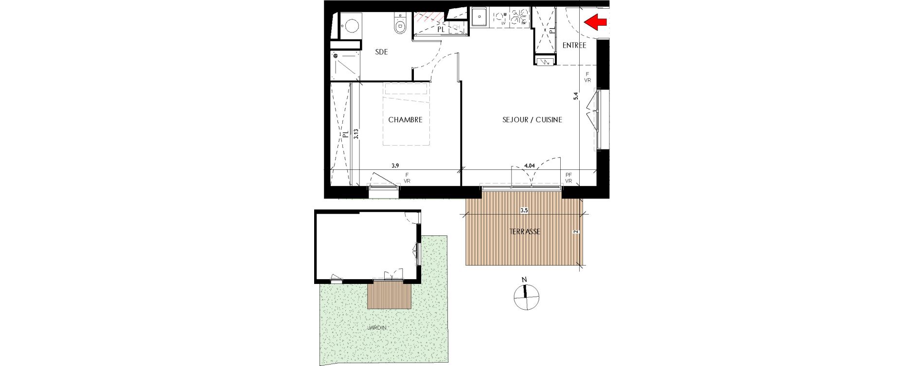 Appartement T2 de 41,00 m2 &agrave; Toulouse Lardenne